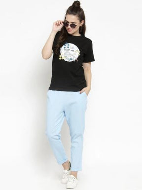 Plain Navy Blue And Light Blue Combo Of 2 Lowers
