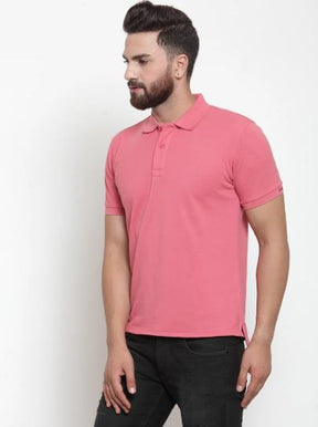 Mens Plain Indigo And Pink Combo Of 2 Polo T-Shirts