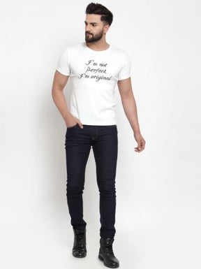Mens Printed White And Tan Combo Of 2 T-Shirts