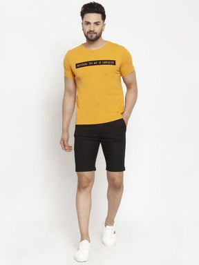 Mens Printed Sky And Mustard Combo Of 2 T-Shirts