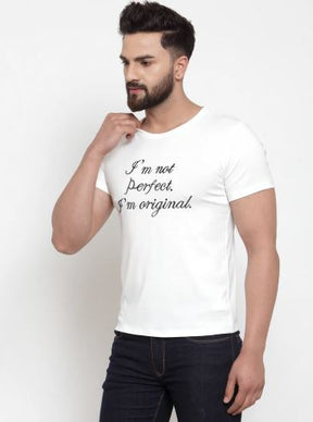 Mens Printed Tan And White Combo Of 2 T-Shirts