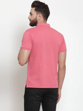 Mens Plain Navy And Pink Combo Of 2 Polo T-Shirts