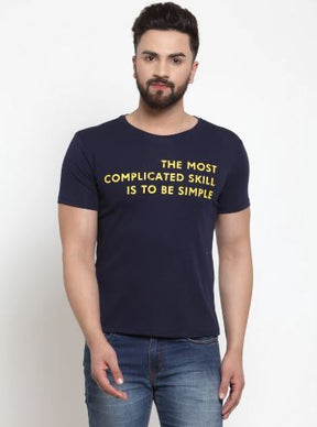 Mens Printed Orange And Navy Combo Of 2 T-Shirts