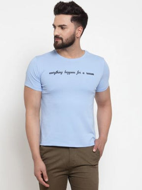 Mens Printed Sky And Mustard Combo Of 2 T-Shirts