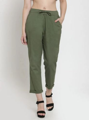 Plain Navy Blue And Melange Green Combo Of 2 Lowers