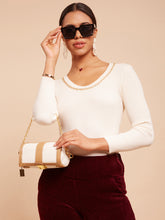 Women Round Neck Ribbed Hem Full Sleeves 
