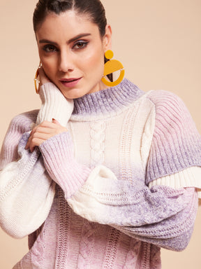 Women Round Neck Stylized Full Sleeves Multicolor Jacquard Regular Fit Pullover