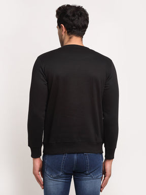 Men Black Round Neck Solid Sweatshirt