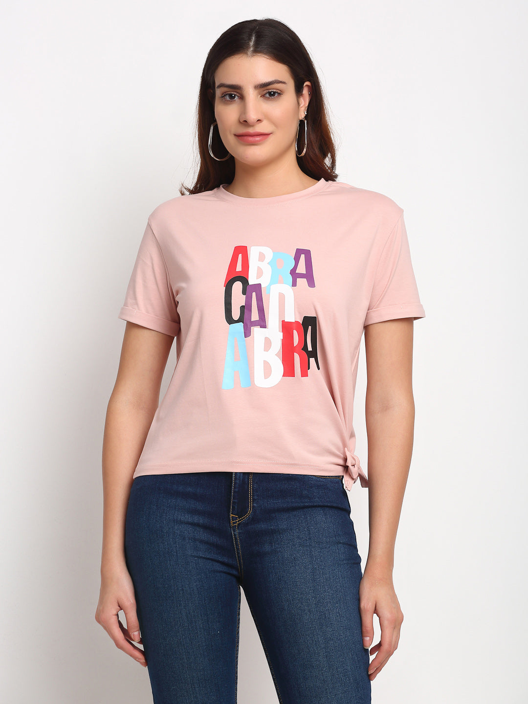 Women Alpha Printed Pink T-Shirt