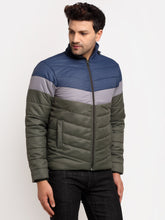 Men Olive Hooded Printed Jacket