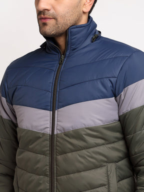 Men Olive Hooded Printed Jacket