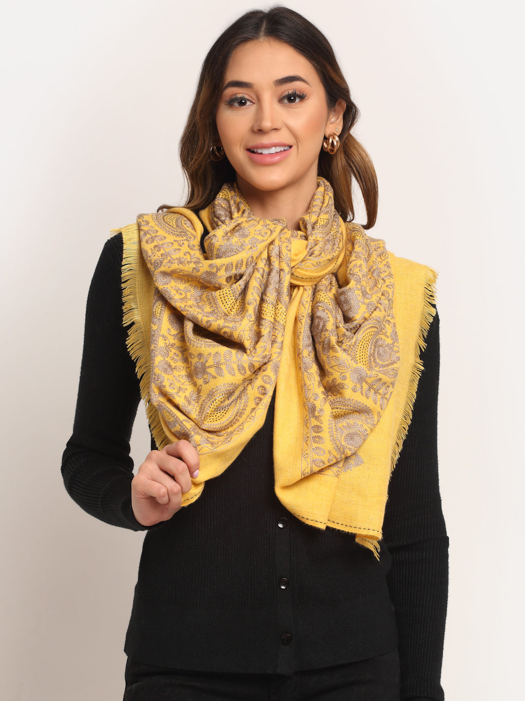 Buy Yellow Polyester Stole