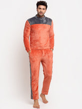 Men Rust Grey High Neck Solid Night Suit