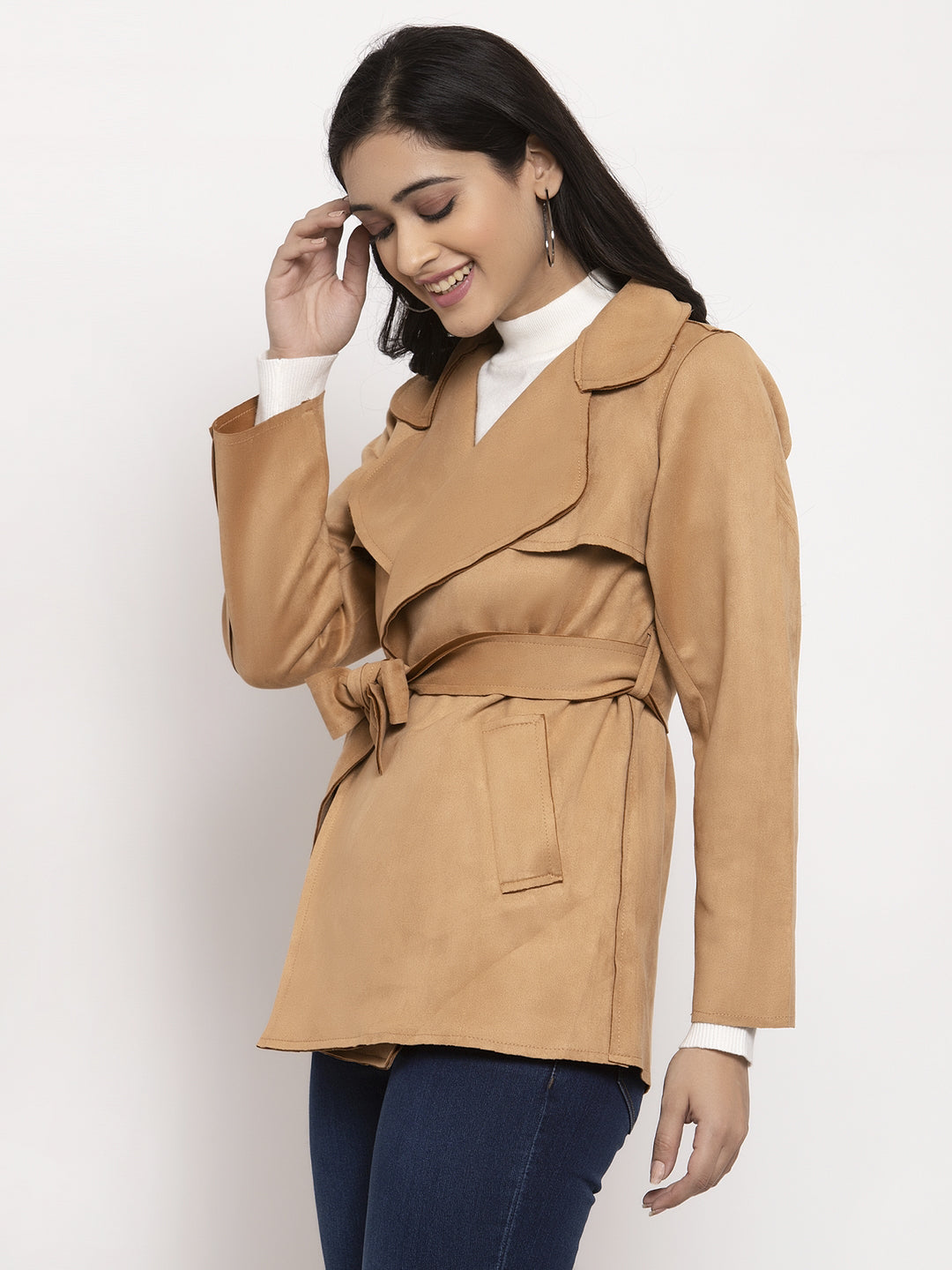 Women Khaki Collared Jacket