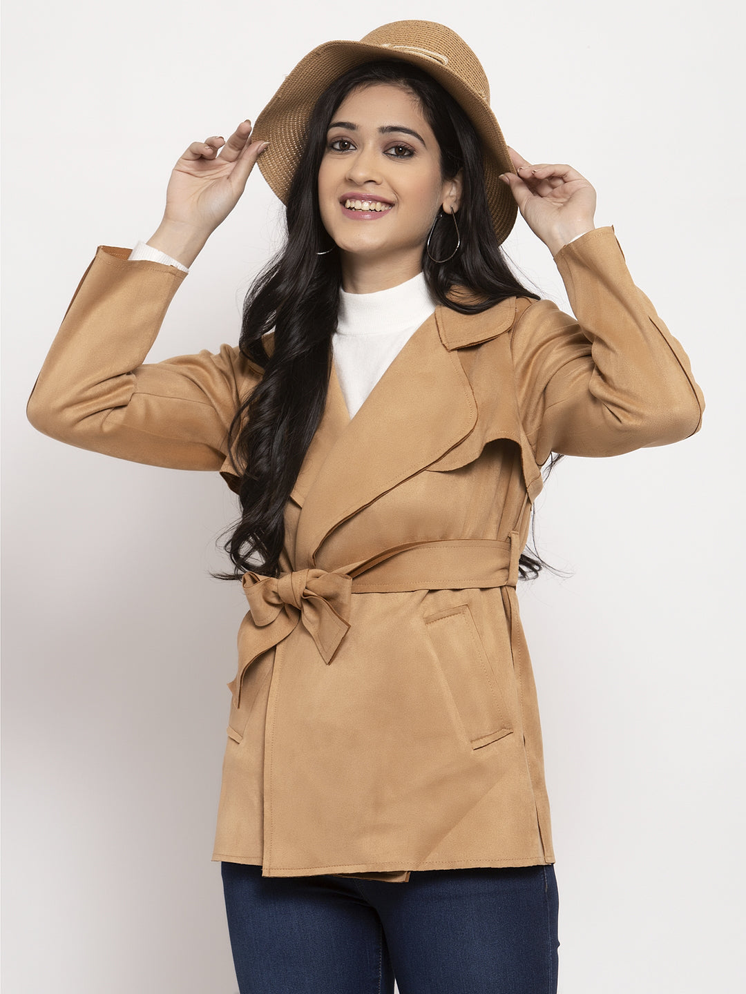 Women Khaki Collared Jacket