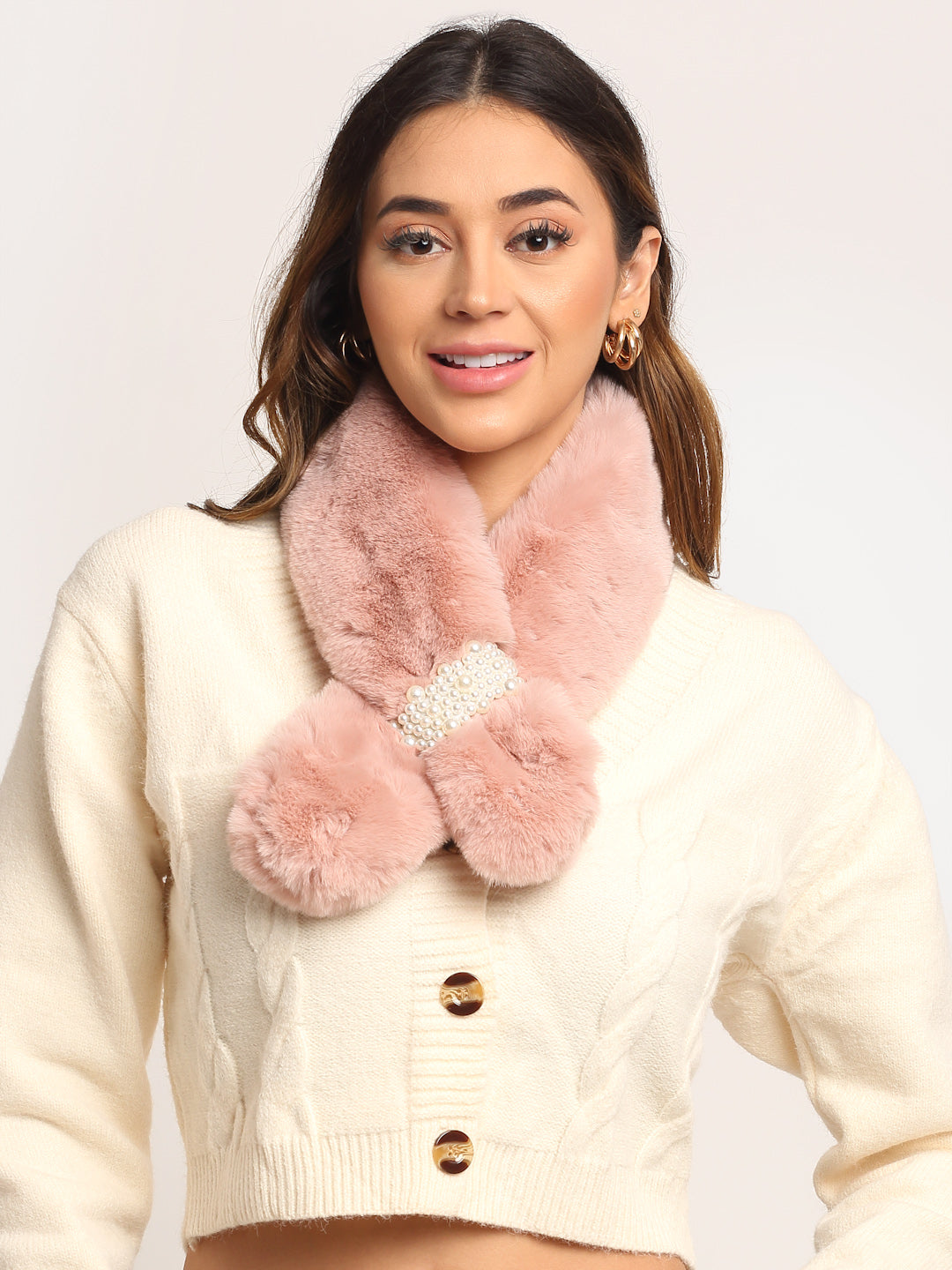 women pink solid stole