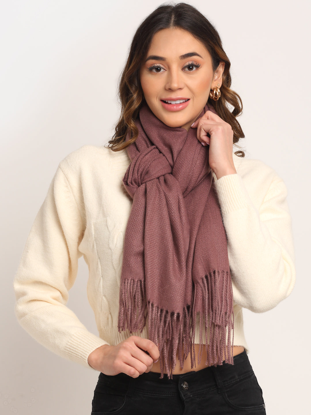 Women Brown Solid Stole