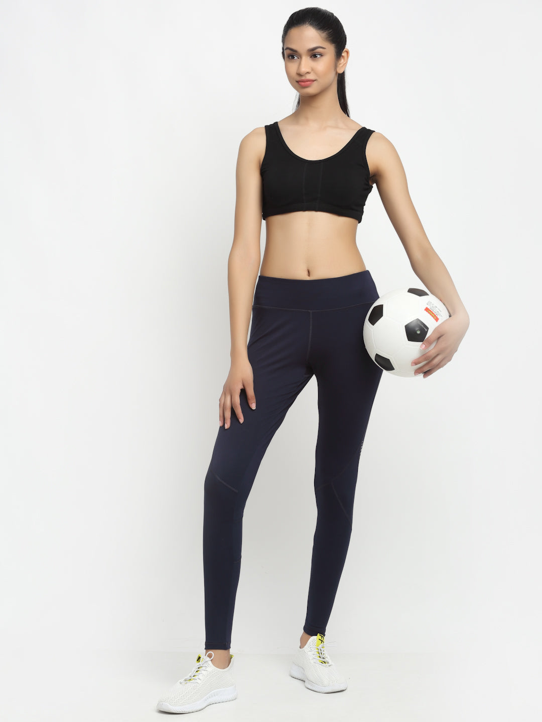 Women Navy Blue Solid Legging