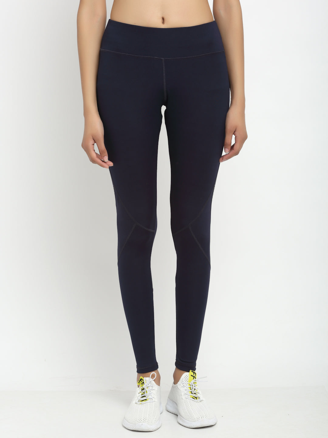 Women Navy Blue Solid Legging