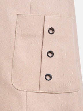 Women Pink Notched Lapel Solid Coat