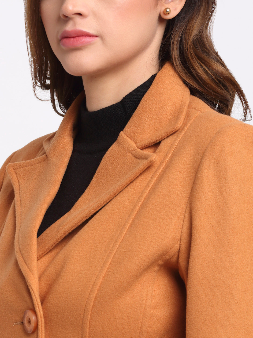 Notched Lapel Solid Coat With yellow colour