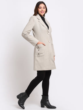 Women Grey Notched Coat