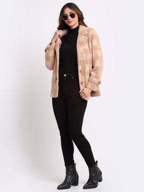 Notched Lapel Checked Coat