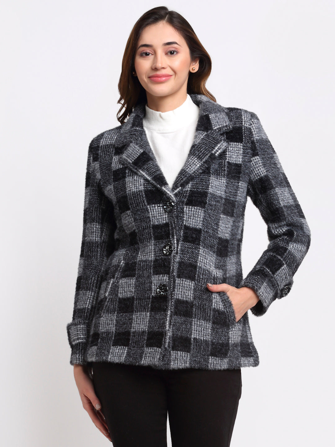 Black Notched Lapel  Coat