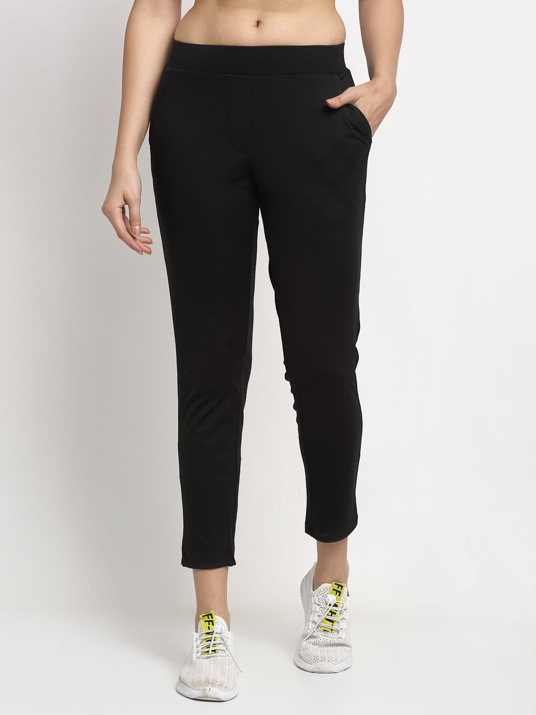Women Black Solid Lower
