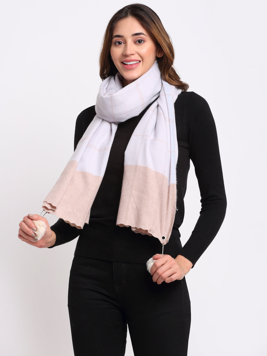  Blue Checked Acrylic Stole
