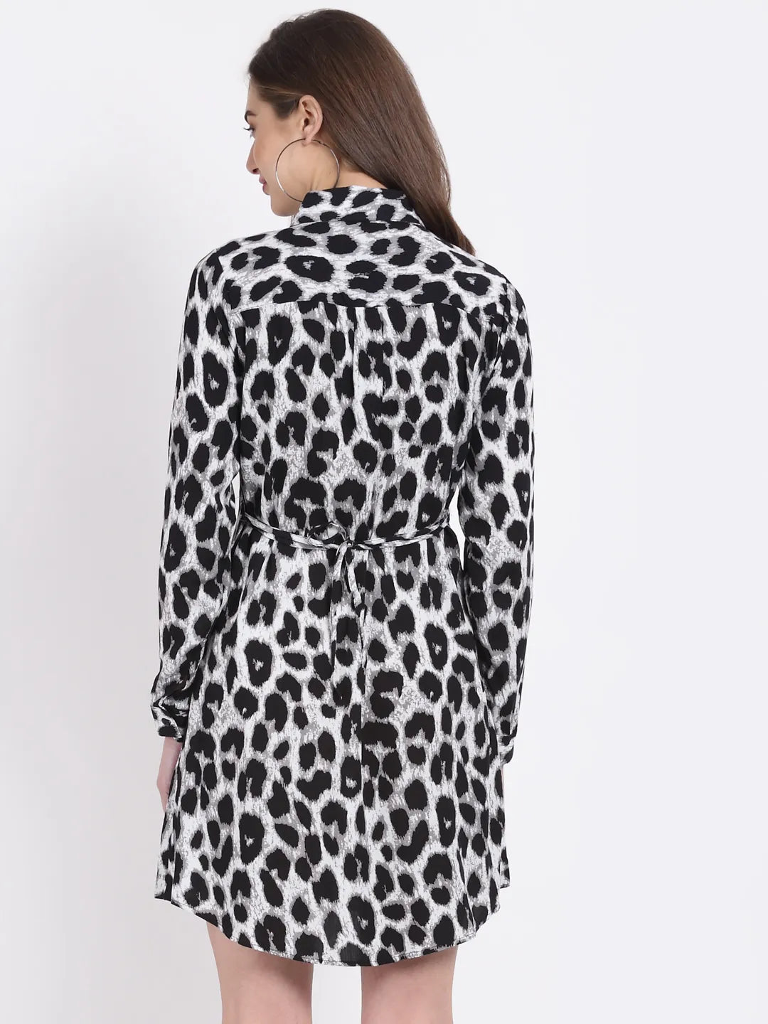 Women Grey leopard Printed Tunic Dress