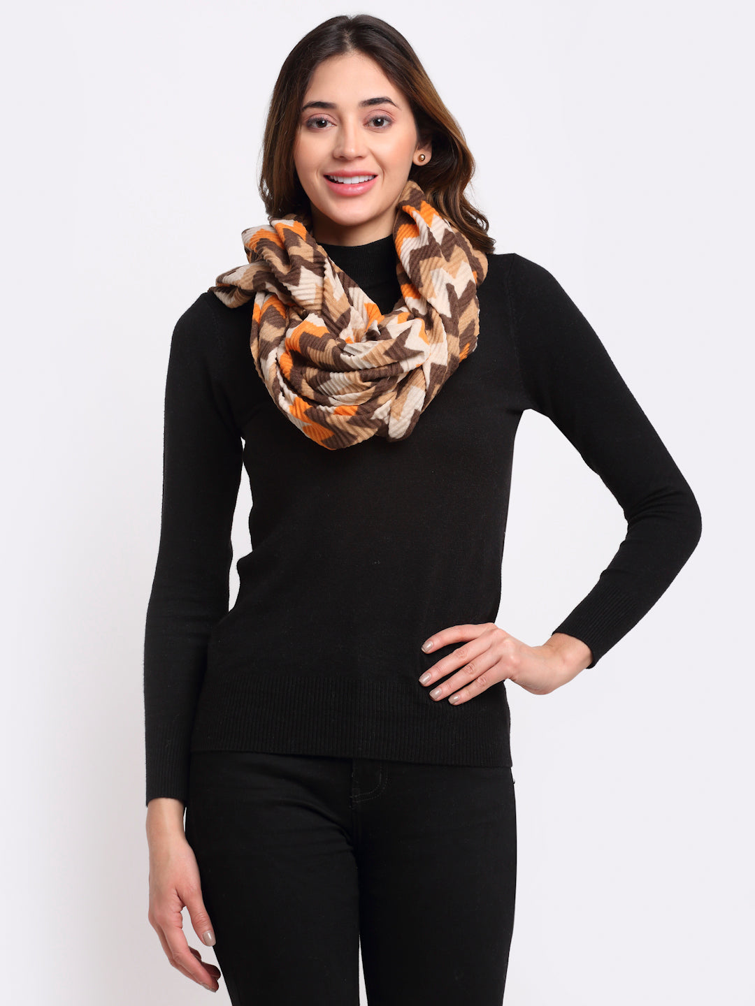 Women Khaki Printed Viscose Rayon Stole