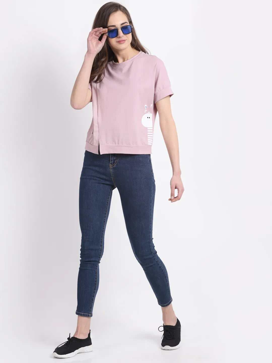 Women Pink Straight-Fit Hosiery Top - Global Republic