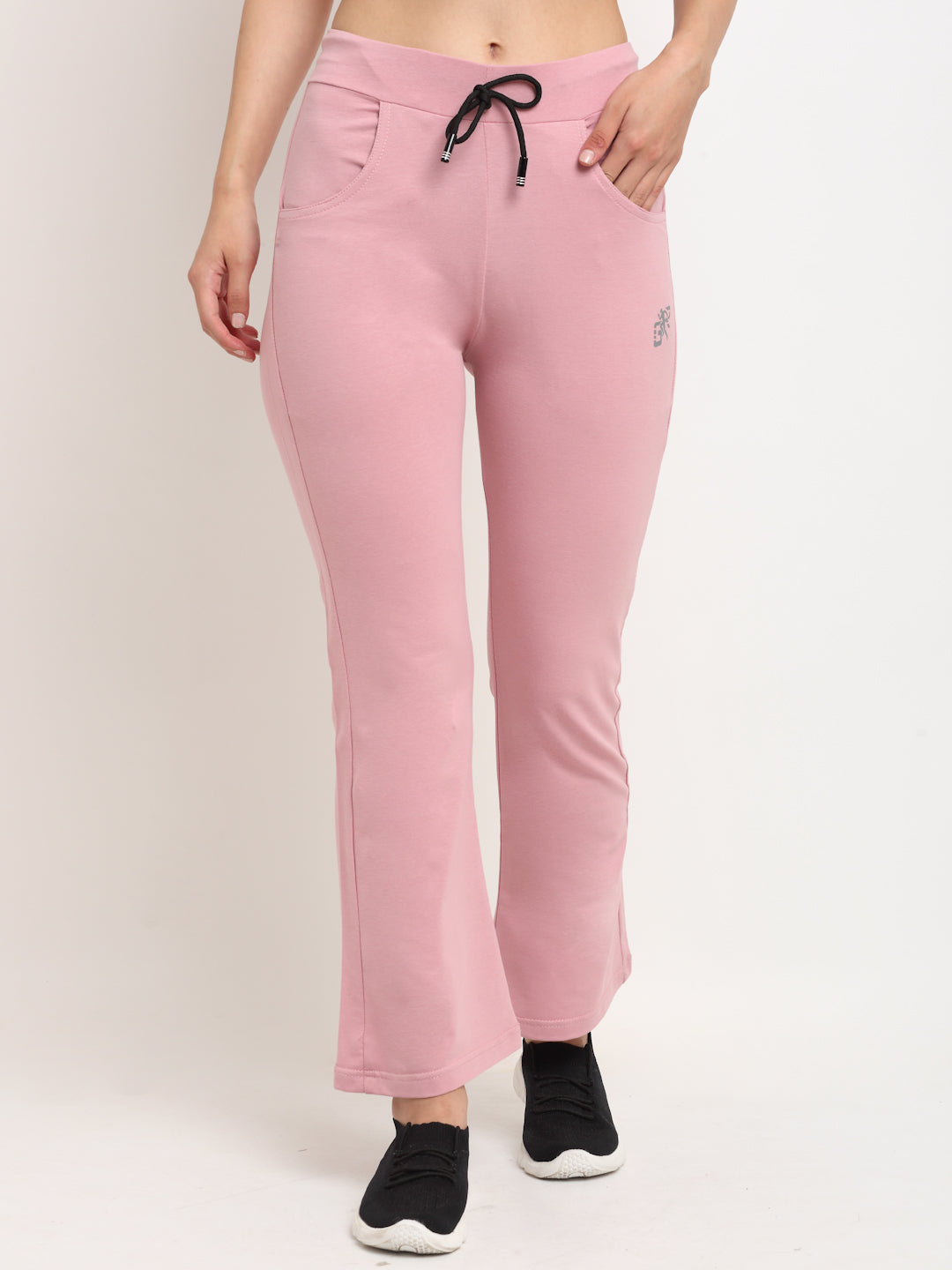 Women Pink Solid Cotton Blend Lower
