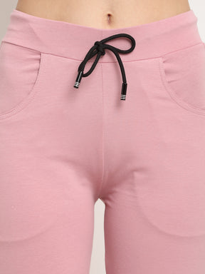 Women Pink Solid Cotton Blend Lower