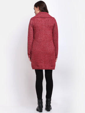 Shop Online Maroon Collared Solid Coat