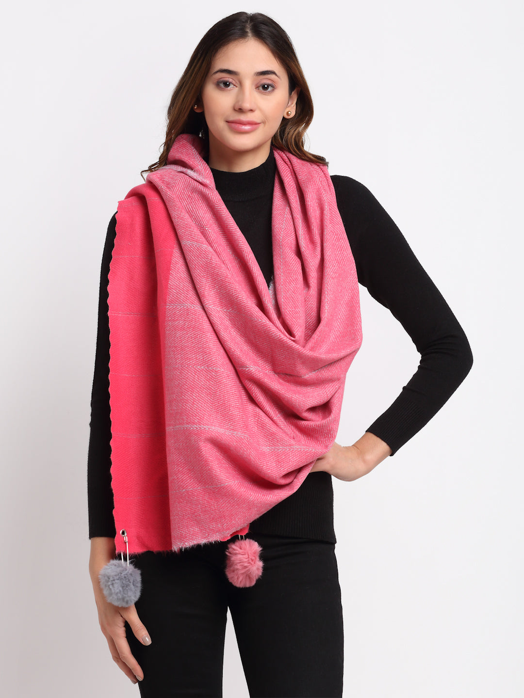 Women Red Solid Acrylic Stole