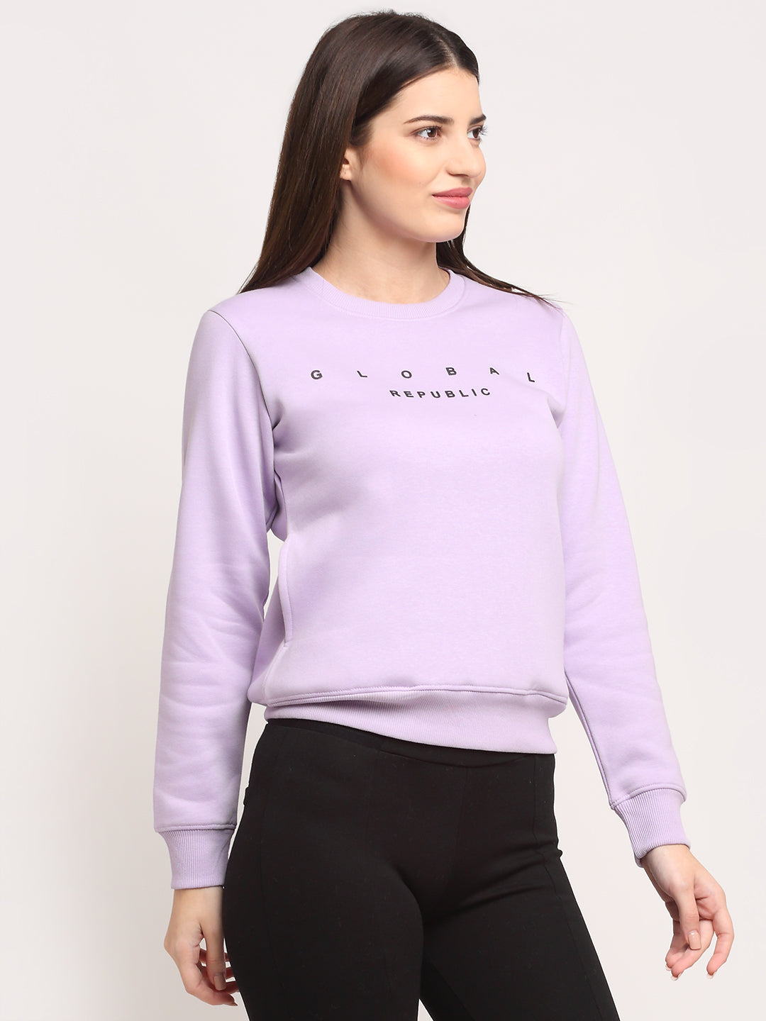 Women Purple Hosiery Solid Sweatshirt