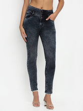 women mid rise skin fit black jeans