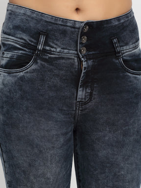 women mid rise skin fit black jeans