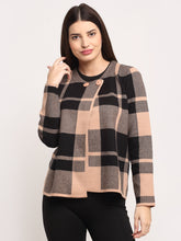 Women Multi Checkered Knitted Regular Fit Cardigan