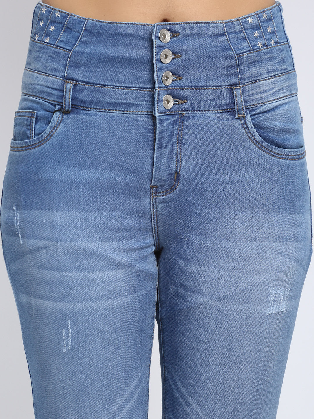women high rise skin fit blue jeans