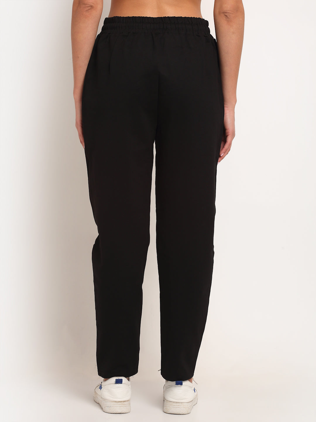 Women Black Straight Fit Jogging Lower With Pockets - Global Republic