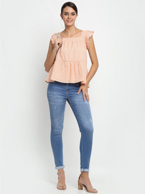 women high rise skin fit blue jeans