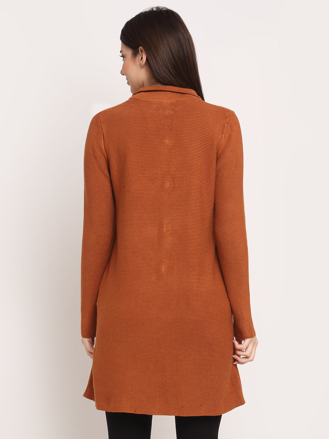 Women Gold KNIT Solid Coat