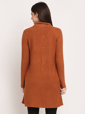 Women Gold KNIT Solid Coat