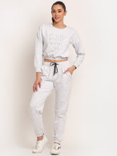 Women Beige Round Neck Hosiery Solid TrackSuit