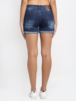Women Dark Blue Solid Shorts
