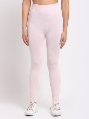 Women Pink Solid Legging