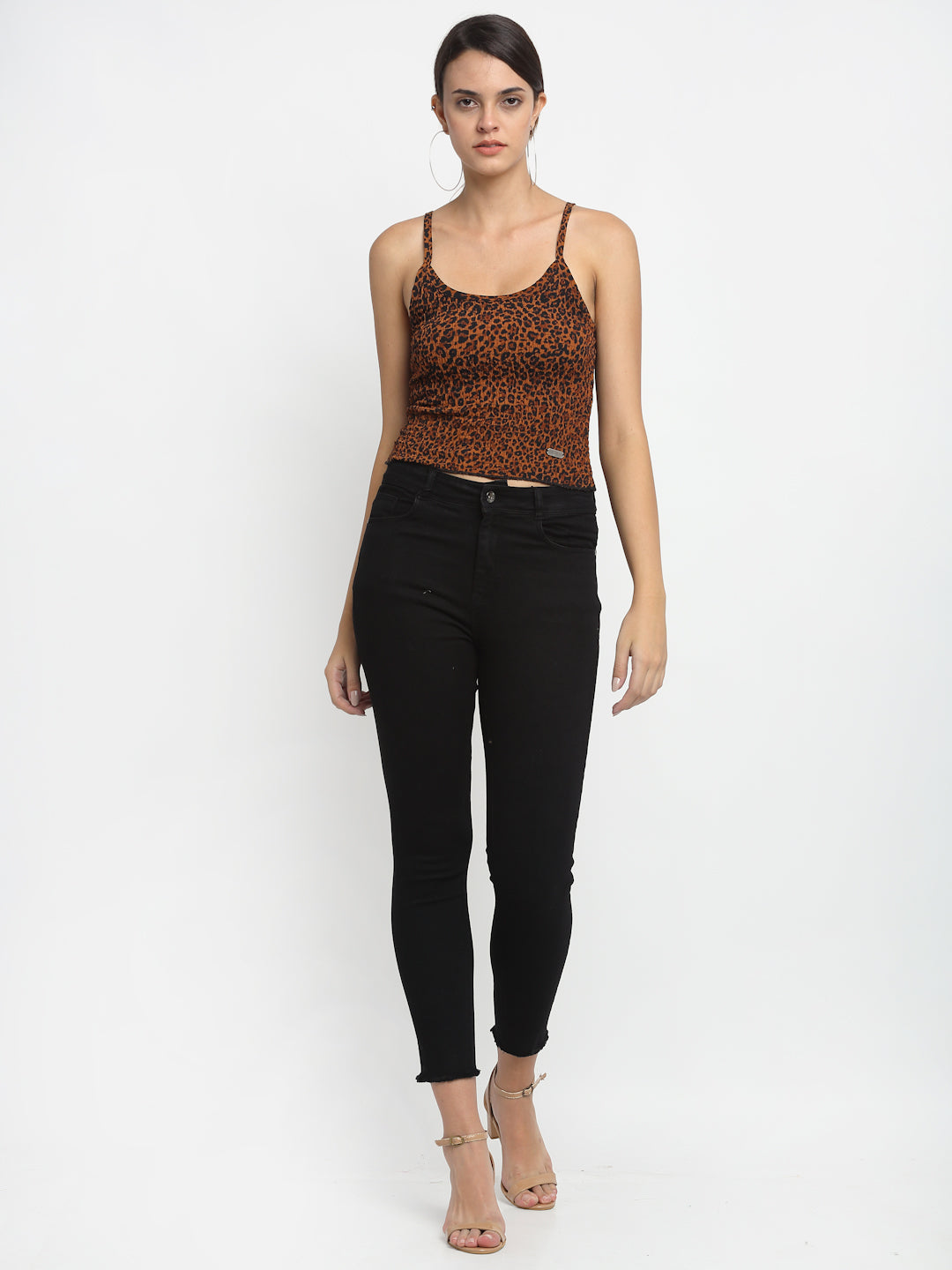 Women Skin Fit Black Cropped Jeans
